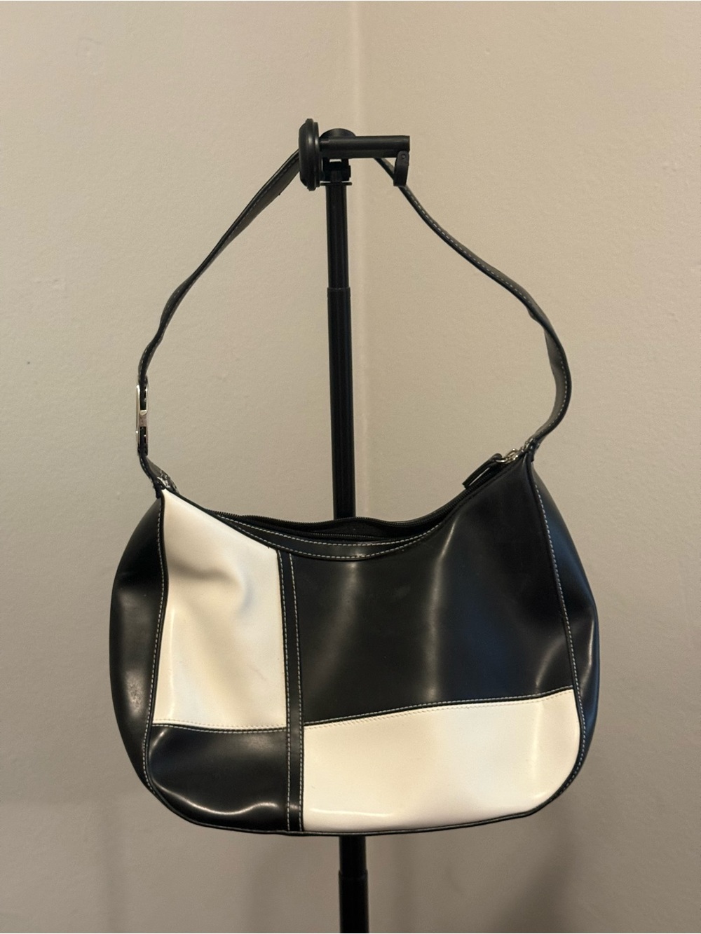 Classic Black & White Patchwork Shoulder Bag